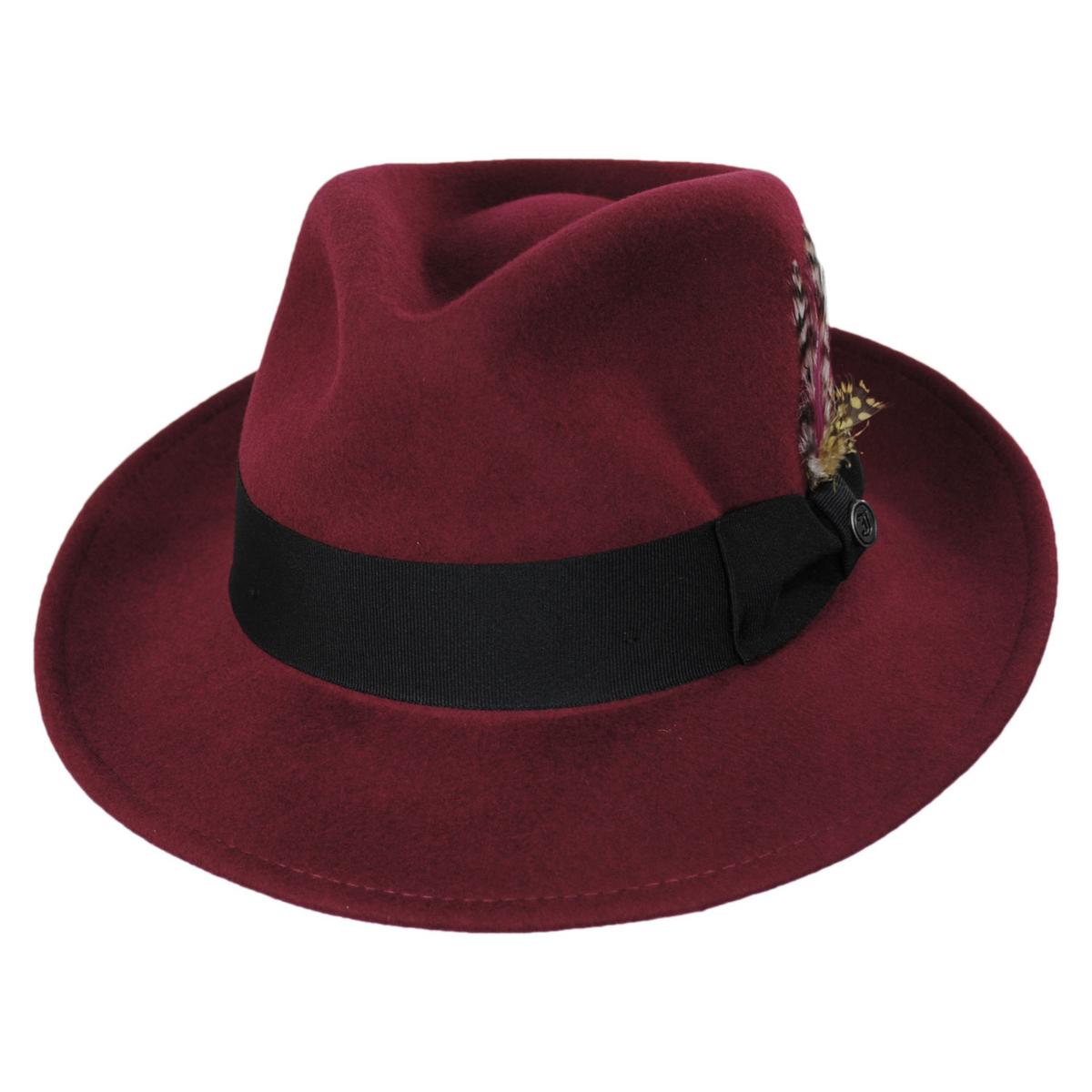 Jaxon Hats | Wholesale Pachuco Crushable Wool Felt Fedora Hat - Wine B2B Pre-Pack | B2B135008W | lead | WINE