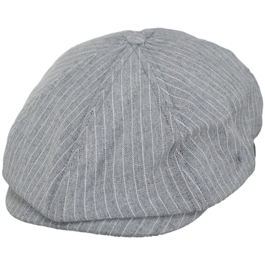 BRIXTON HATS | Brood Lightweight Cotton Chambray Striped Newsboy Cap | 161563 | lead | LIGHT GREY/WHITE STRIPE CHAMBRAY