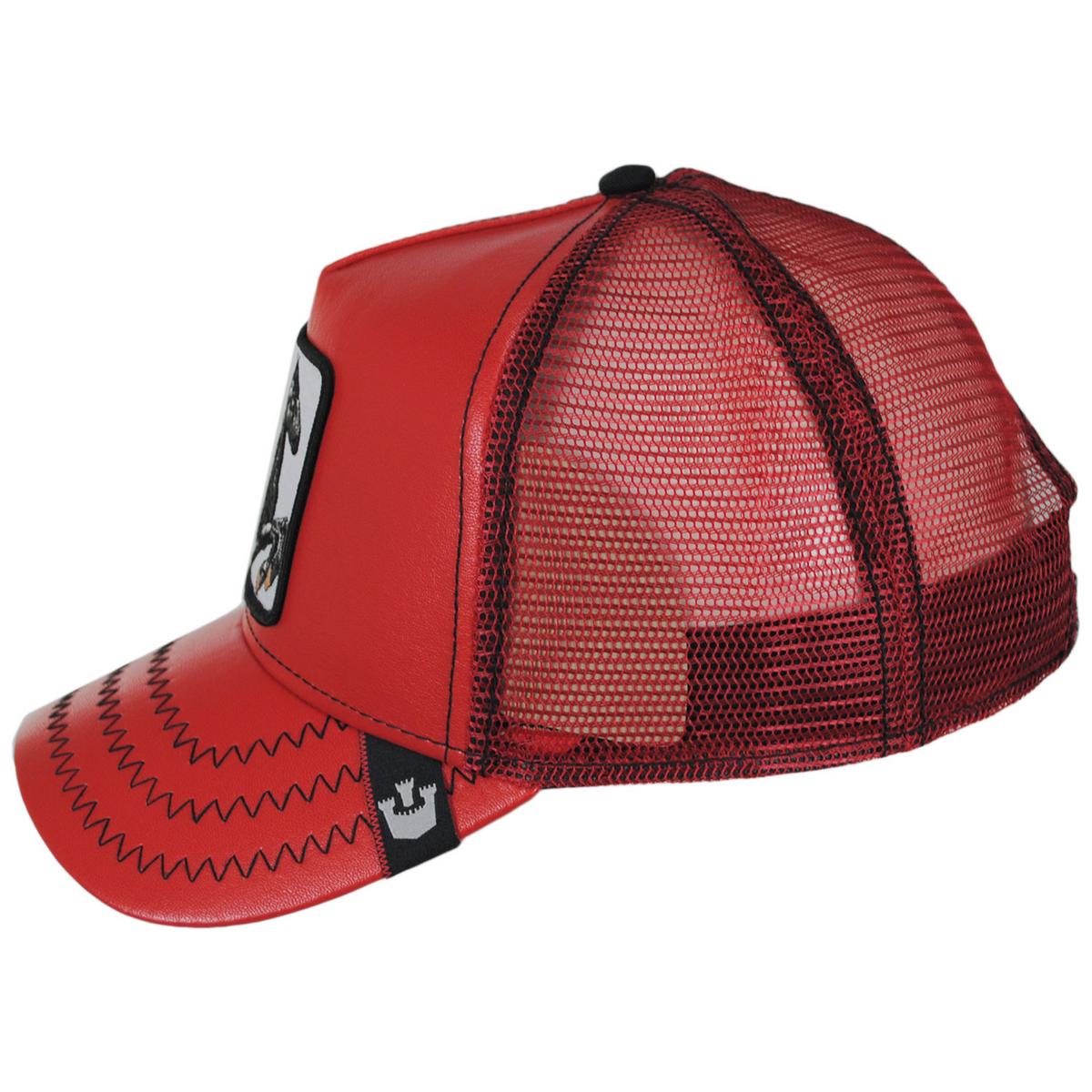 Goorin Bros | Cherry Mustang Stallion Vegan Leather Mesh Trucker Snapback Baseball Cap | 200635 | profile | RED