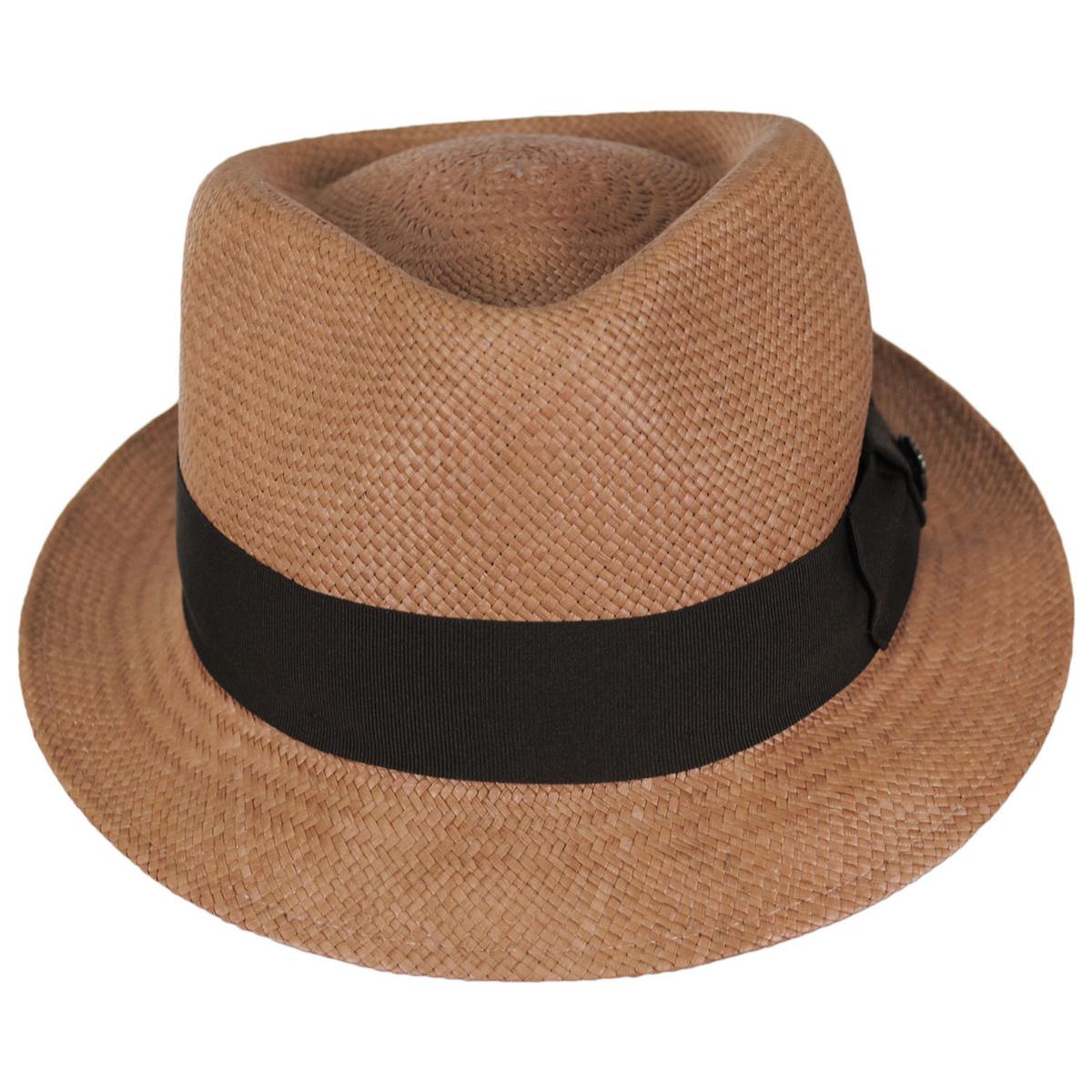 Bigalli | Boston Panama Straw Trilby Fedora Hat | 129202 | front | PUTTY