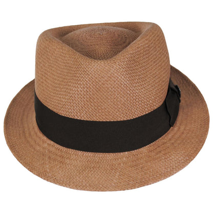 Bigalli | Boston Panama Straw Trilby Fedora Hat | 129202 | front | PUTTY