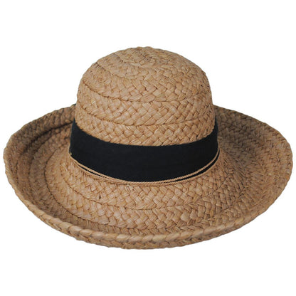 Helen Kaminski | Classic 5 Raffia Wide Braid Sun Hat | 120802 | front | NOUGAT/BLACK