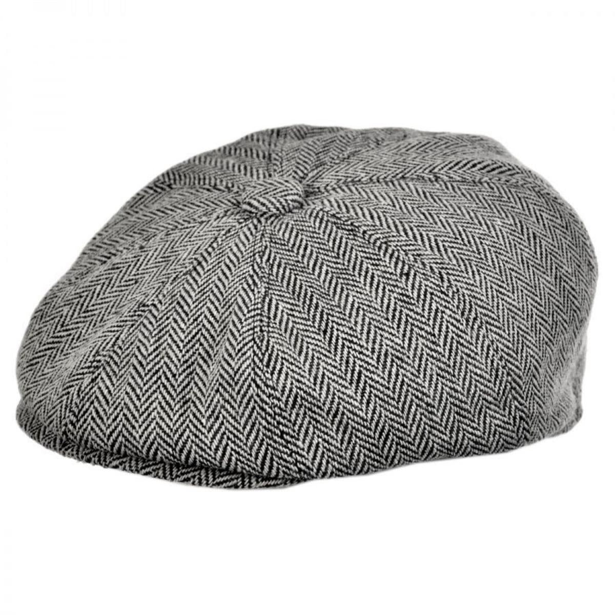 Jaxon Hats | Herringbone Wool Blend Newsboy Cap | 167780 | lead | GREY