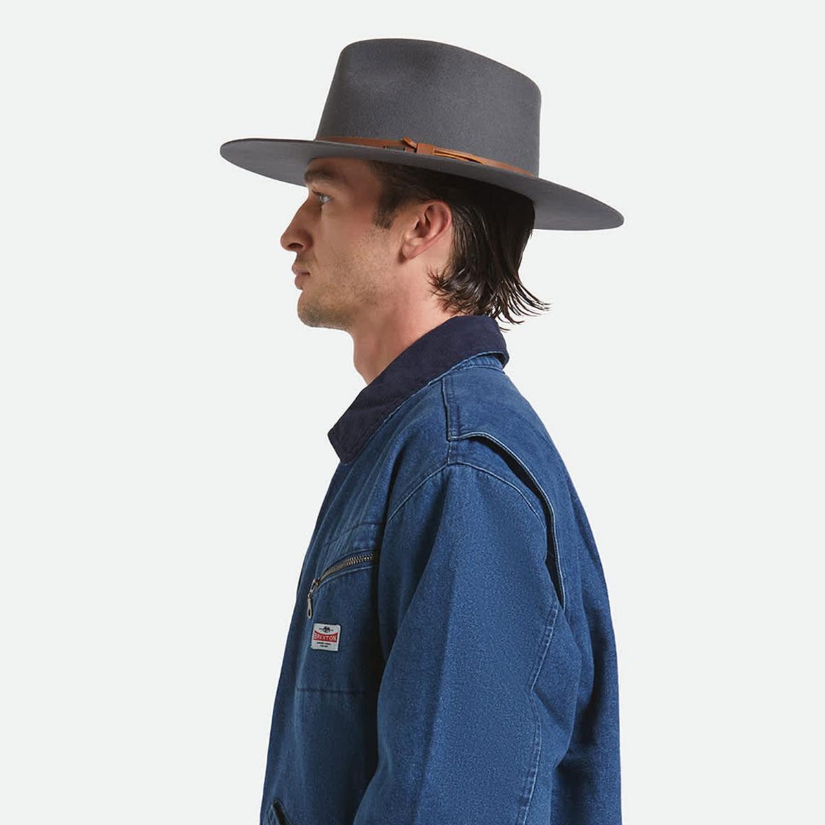 BRIXTON HATS | Hawkins Weather Guard Wool Felt Western Hat | 135613 | lsmtwo | ASPHALT/BROWN
