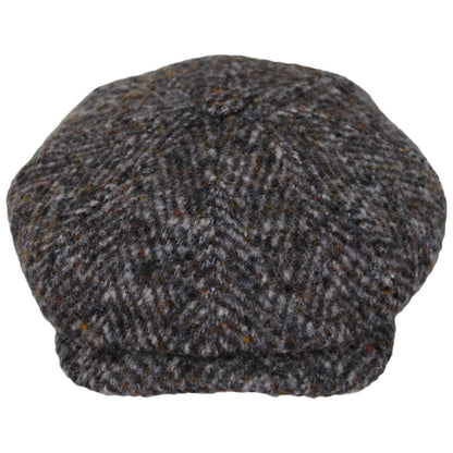 Stetson | Hatteras Grande Herringbone Wool Newsboy Cap | 160383 | front | BEIGE/GREY HERRINGBONE