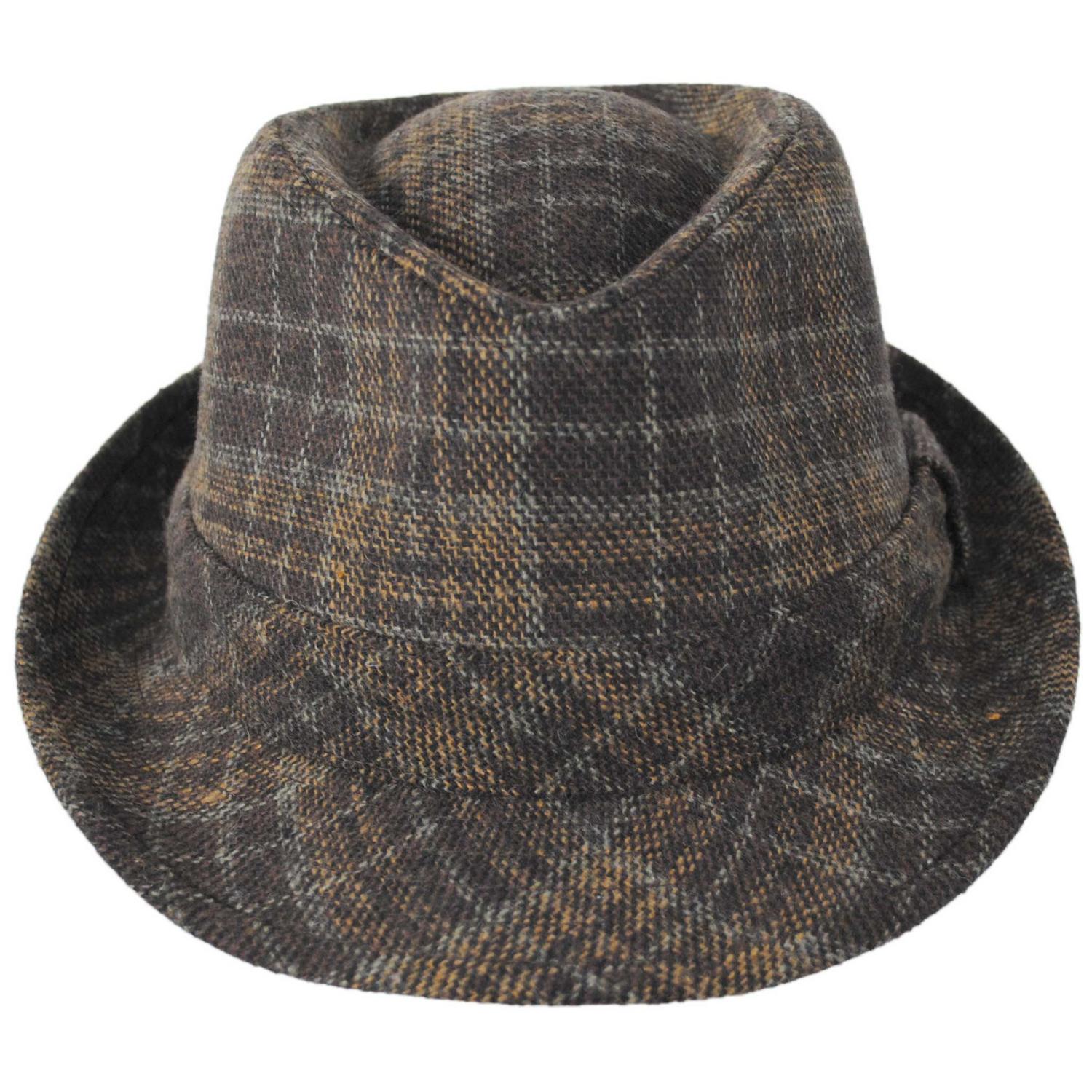 Dorfman Pacific | Chester Plaid Fedora Hat | 140244 | front | BROWN