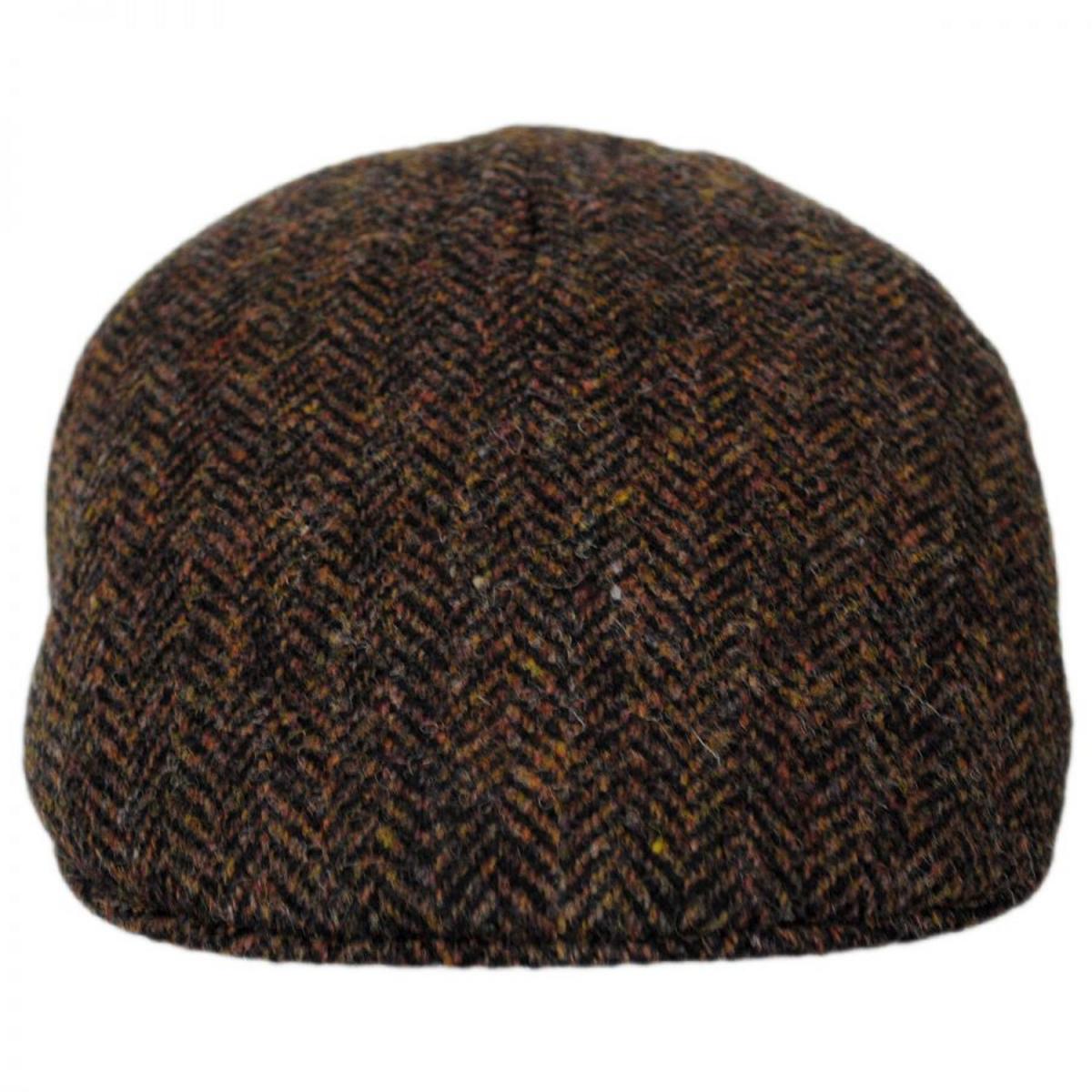 Stefeno Hats | Herringbone Harris Tweed Wool Ascot Cap | 171528 | front | BROWN