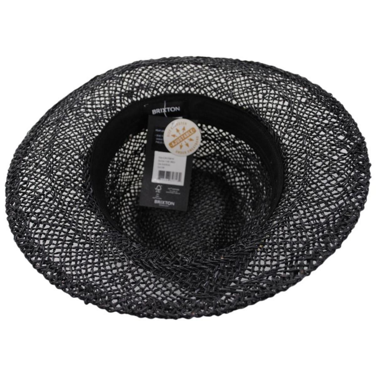 BRIXTON HATS | Aloha Seagrass Straw Fedora Hat | 128353 | under | BLACK/BLACK