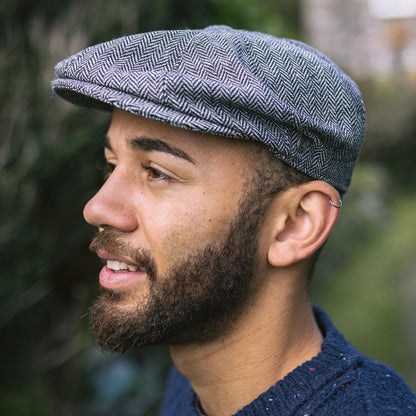Jaxon Hats | Herringbone Wool Blend Newsboy Cap | 167780 | lsmone | GREY