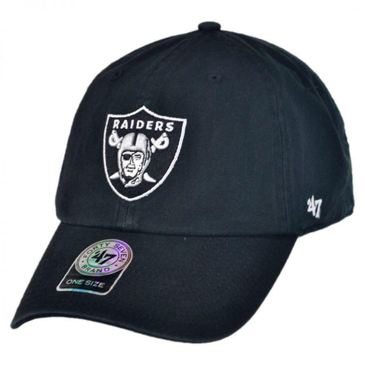 47 Brand | Las Vegas Raiders NFL Clean Up Strapback Baseball Cap Dad Hat | 203720 | lead | BLACK
