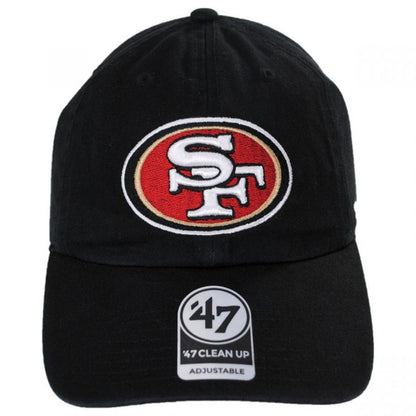 47 Brand | San Francisco 49ers NFL Clean Up Strapback Baseball Cap Dad Hat | 203780 | front | BLACK