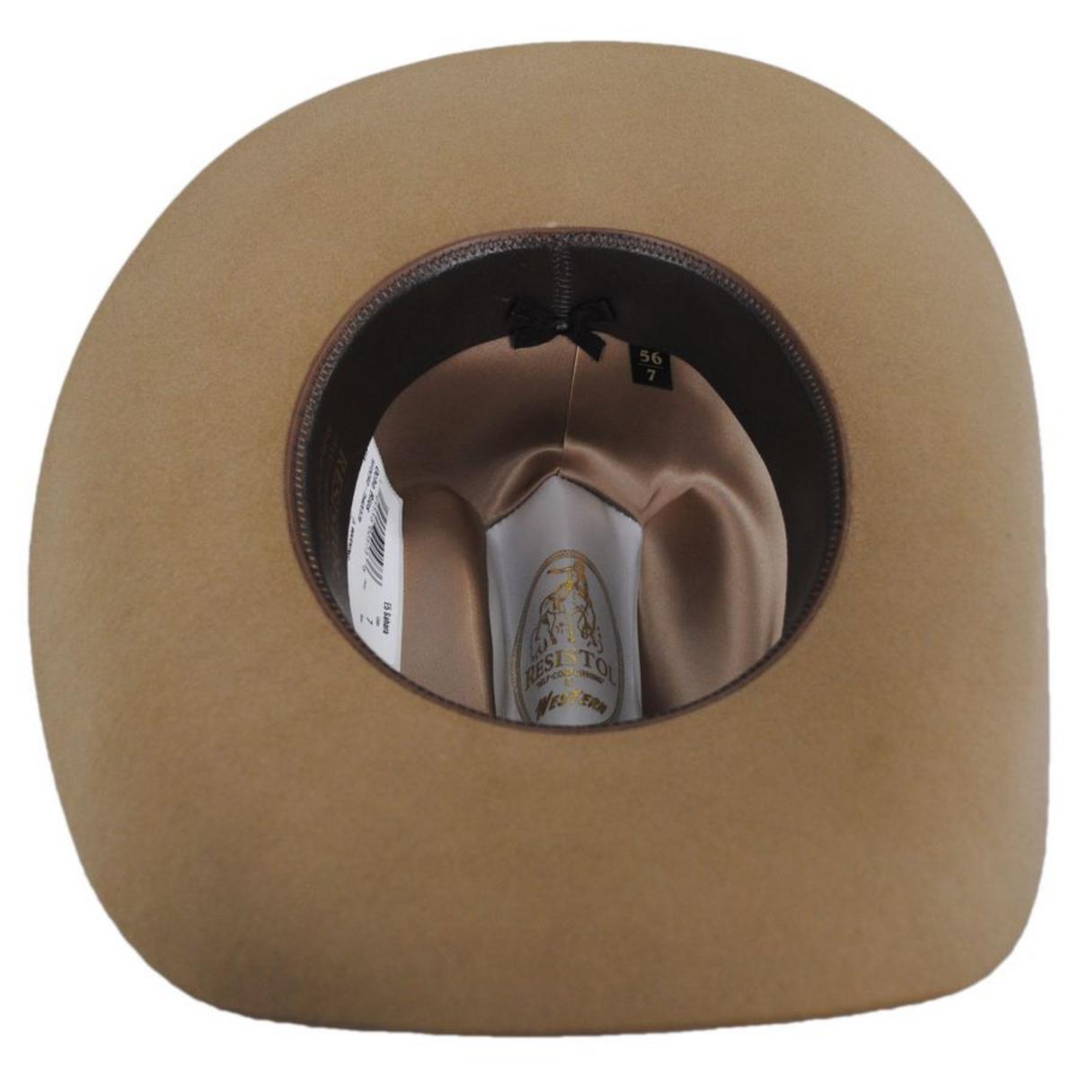 Resistol | Ocho Rios 6X Fur Felt Cattleman Western Hat | 130734 | under | SAHARA
