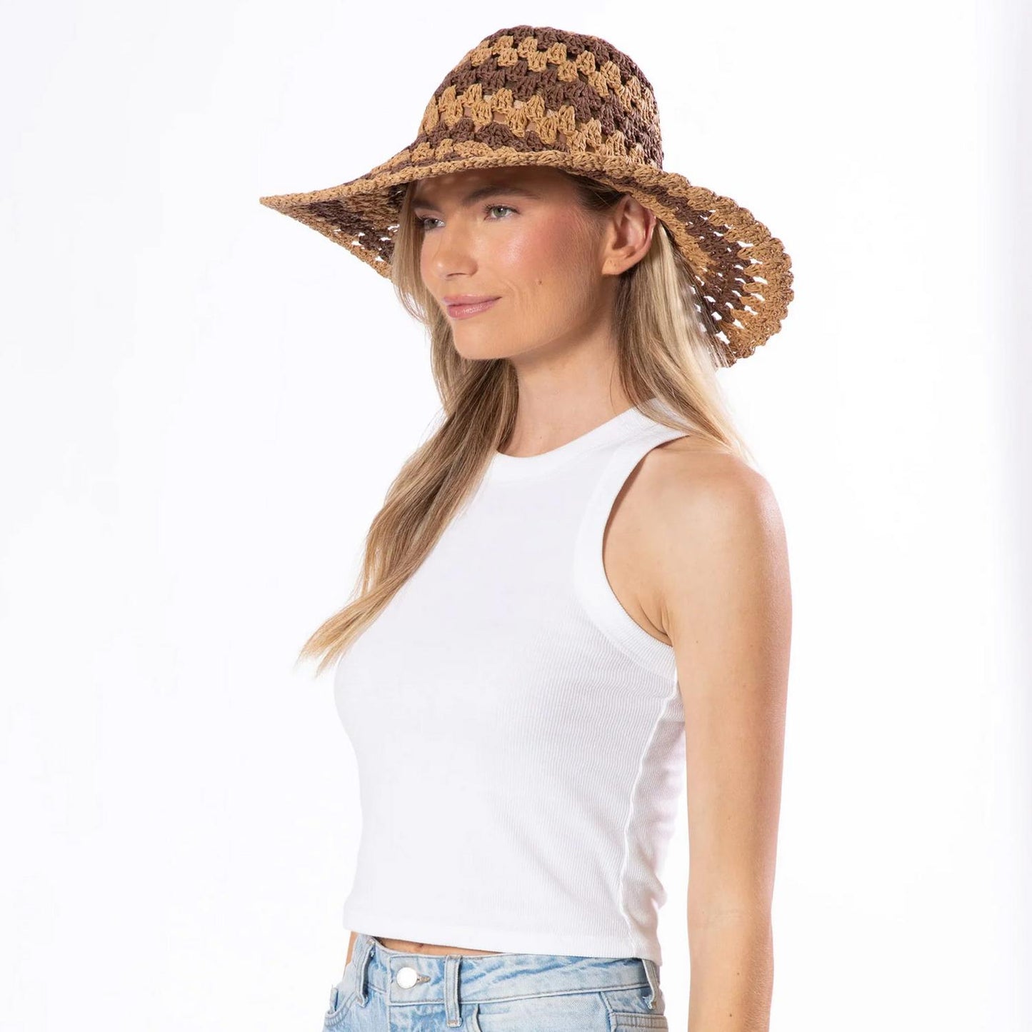 San Diego Hat Company | Julep Toyo Straw Sun Hat | 103598 | lsfone | BROWN STRIPE