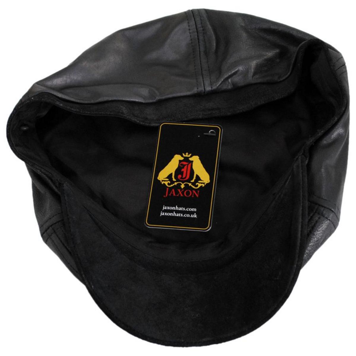 Jaxon Hats | Leather Suede Newsboy Cap | 168202 | under | BLACK