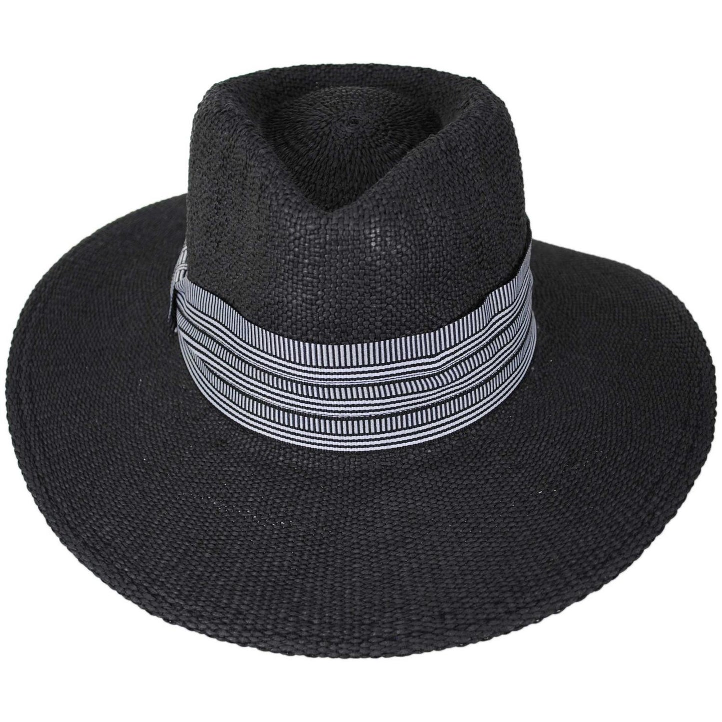 NIKKI BEACH | Jane Toyo Straw Fedora Hat | 102654 | front | BLACK