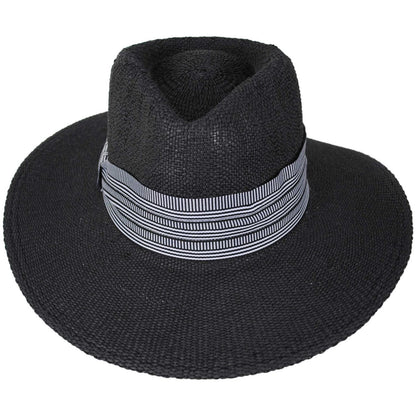 NIKKI BEACH | Jane Toyo Straw Fedora Hat | 102654 | front | BLACK