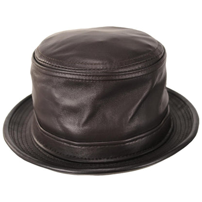NEW YORK HAT CO | Lambskin Leather Bucket Hat | 187101 | front | BROWN