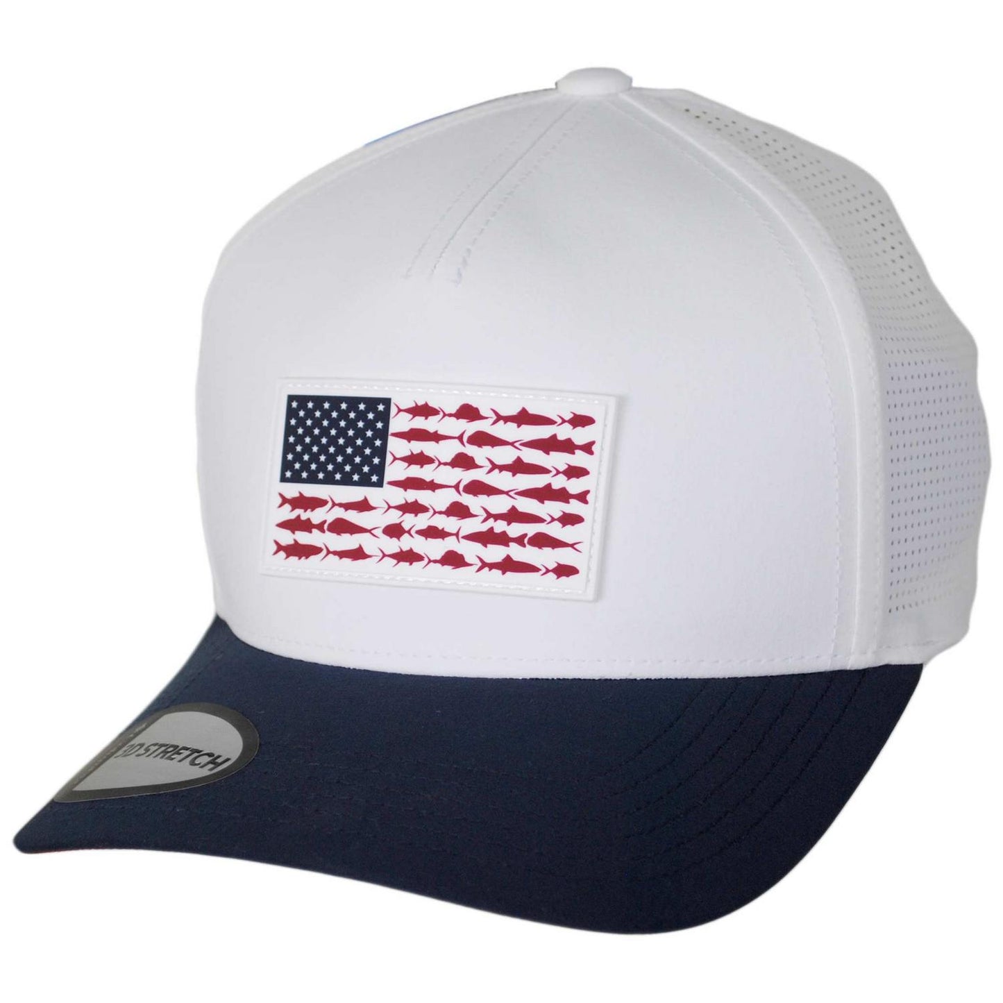 Columbia Sportswear | PFG Elite 3D Stretch Snapback Baseball Cap | 400084 | lead | WHITE, COLLEGIATE NAVY