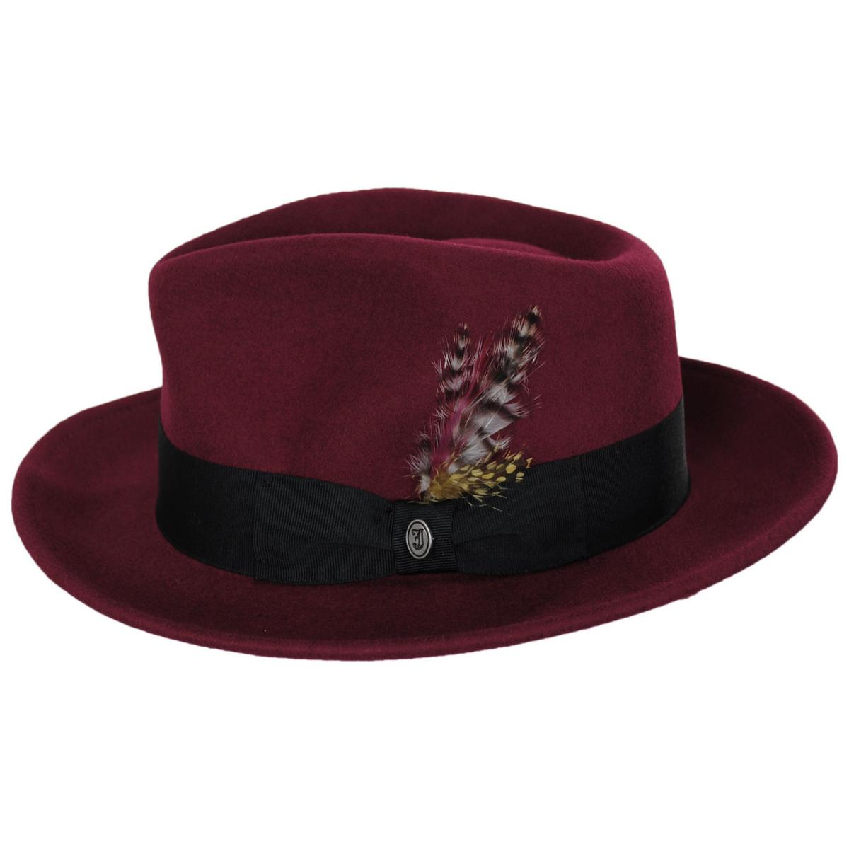 Jaxon Hats | Wholesale Pachuco Crushable Wool Felt Fedora Hat - Wine B2B Pre-Pack | B2B135008W | profile | WINE