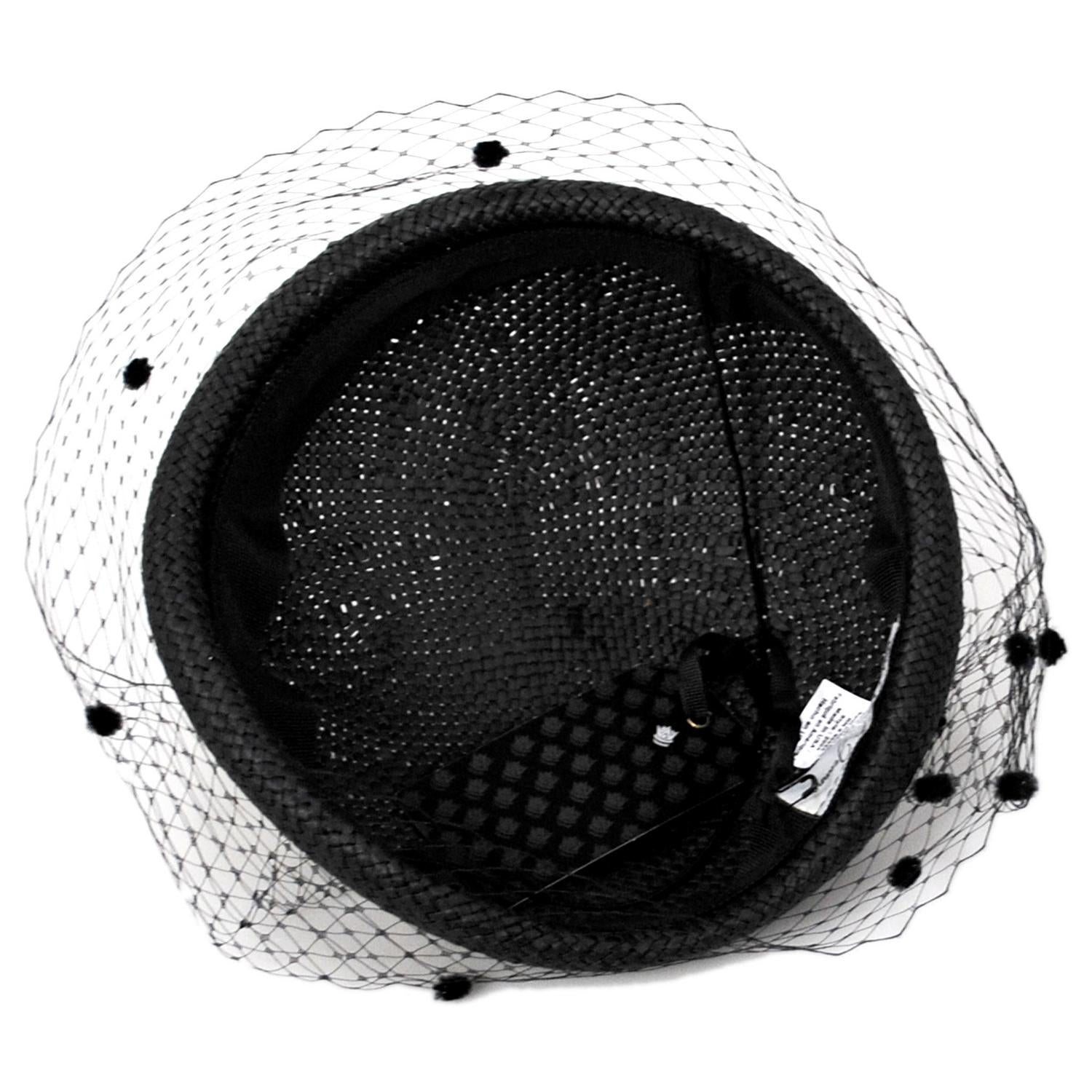 Kathy Jeanne | Toyo Straw Beret with Veil | 100722 | under | BLACK