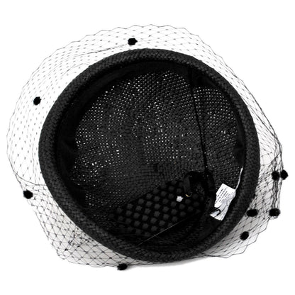 Kathy Jeanne | Toyo Straw Beret with Veil | 100722 | under | BLACK
