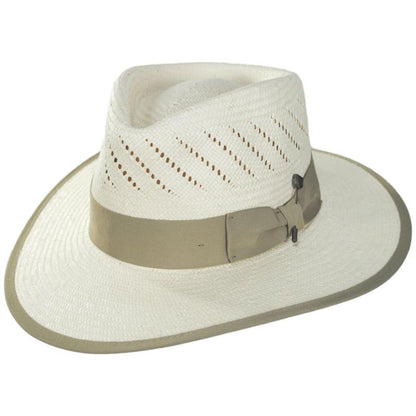 BRIXTON HATS | Bandera Reserve Shantung Straw Fedora Hat | 128351 | lead | NATURAL