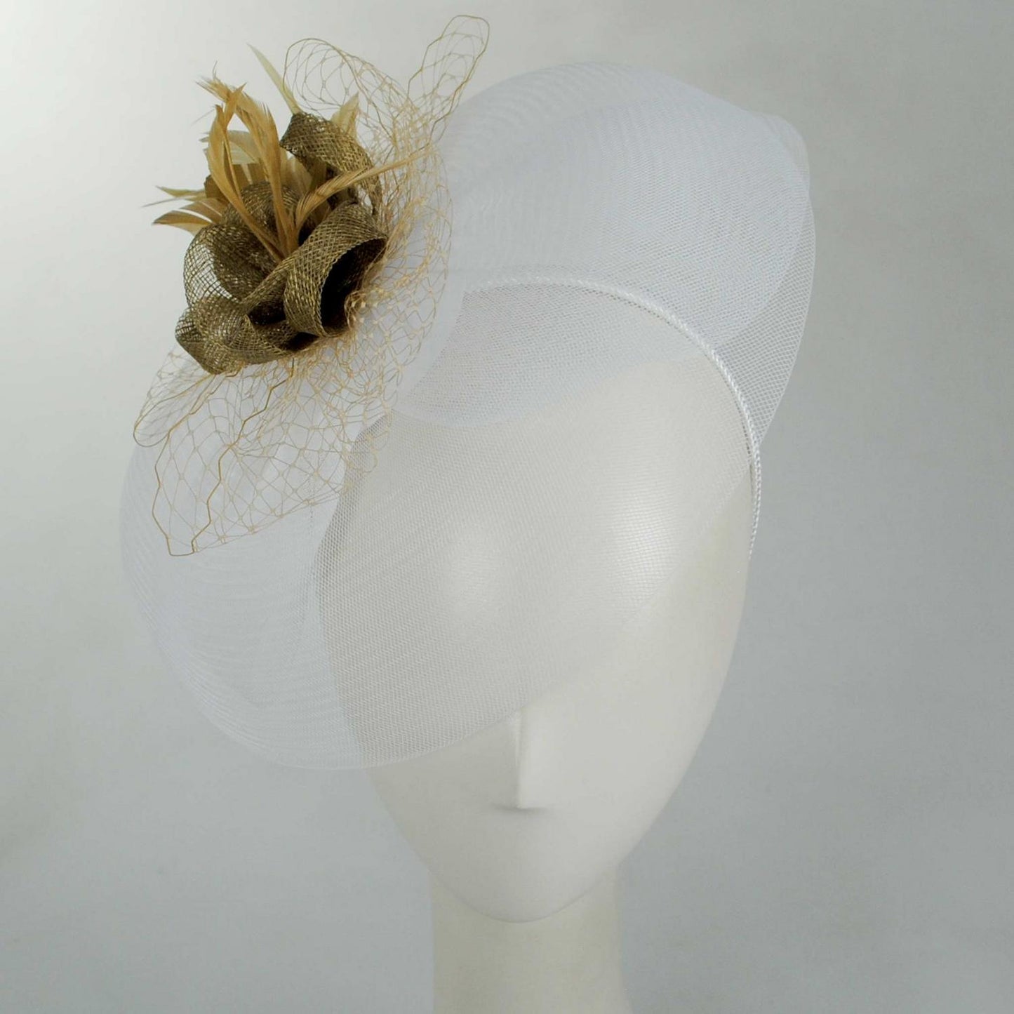 Kathy Jeanne | Petite Couronne Fascinator | 122458 | front | WHITE/TAN