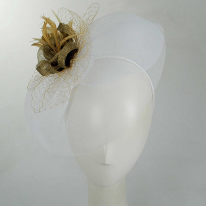 Kathy Jeanne | Petite Couronne Fascinator | 122458 | front | WHITE/TAN