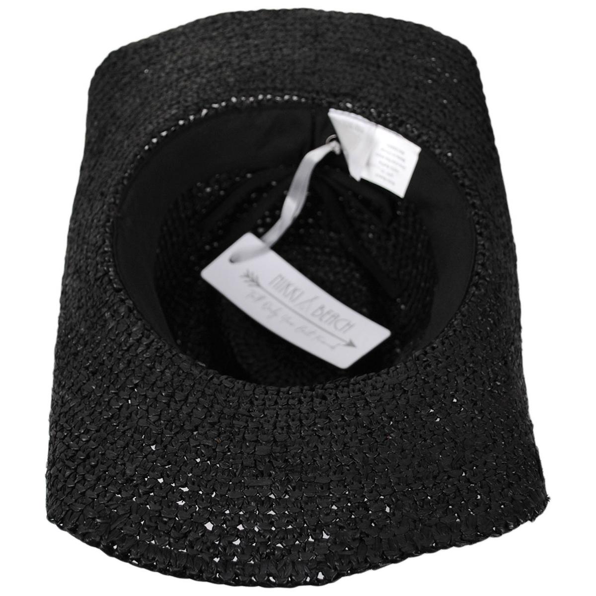 NIKKI BEACH | Morgan Crochet Raffia Straw Western Hat | 102663 | under | BLACK
