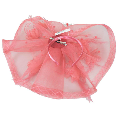 Sophia | Floral Feathered Mesh Fascinator Hat | 122906 | under | CORAL
