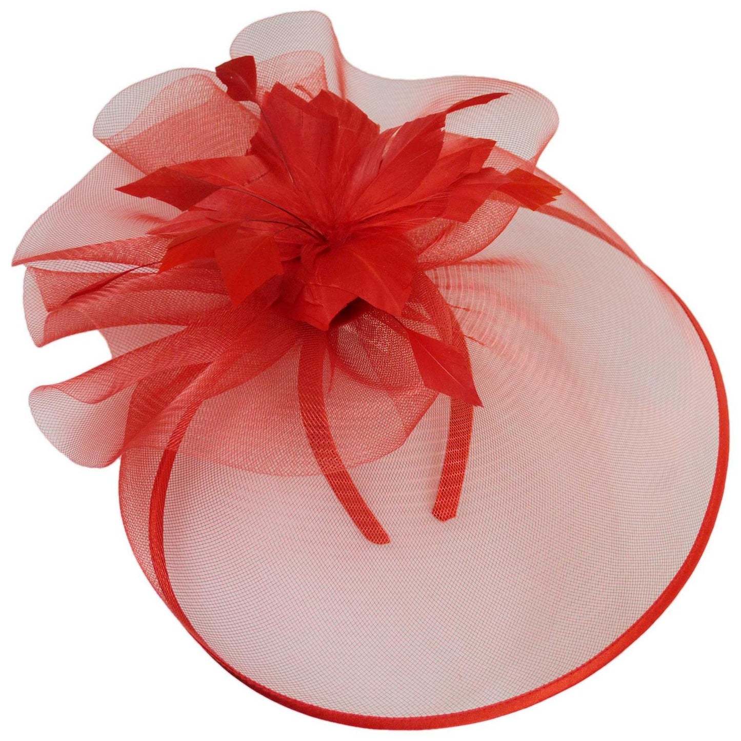 Sophia | Veiled Floral and Feather Mesh Fascinator Hat | 122903 | lead | RED