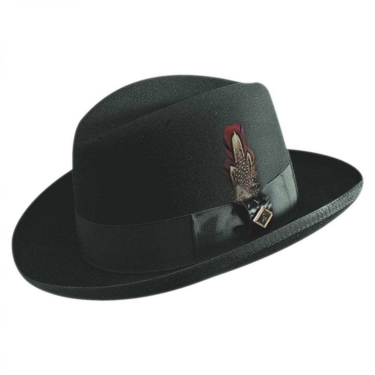Stacy Adams | Wool Felt Homburg Hat | 130463 | lead | BLACK
