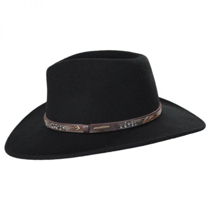 Stetson | Linwood Crushable Wool Felt Outback Hat | 130682 | profile | BLACK