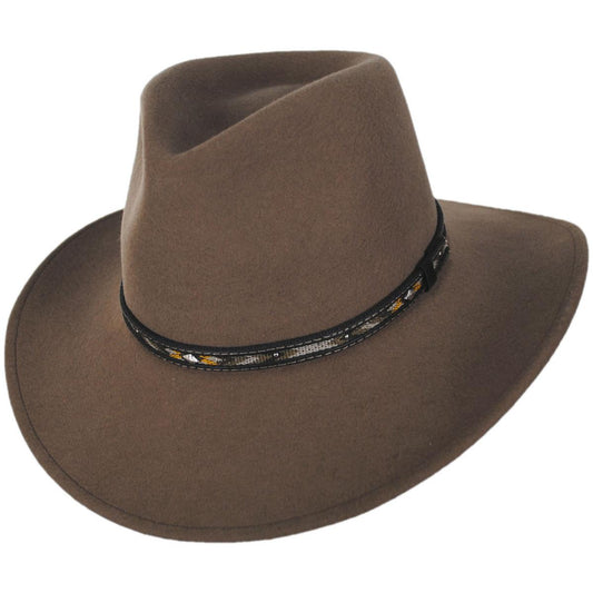 Bigalli | Coltrane Crushable Merino Wool Felt Outback Hat | 131406 | lead | KHAKI