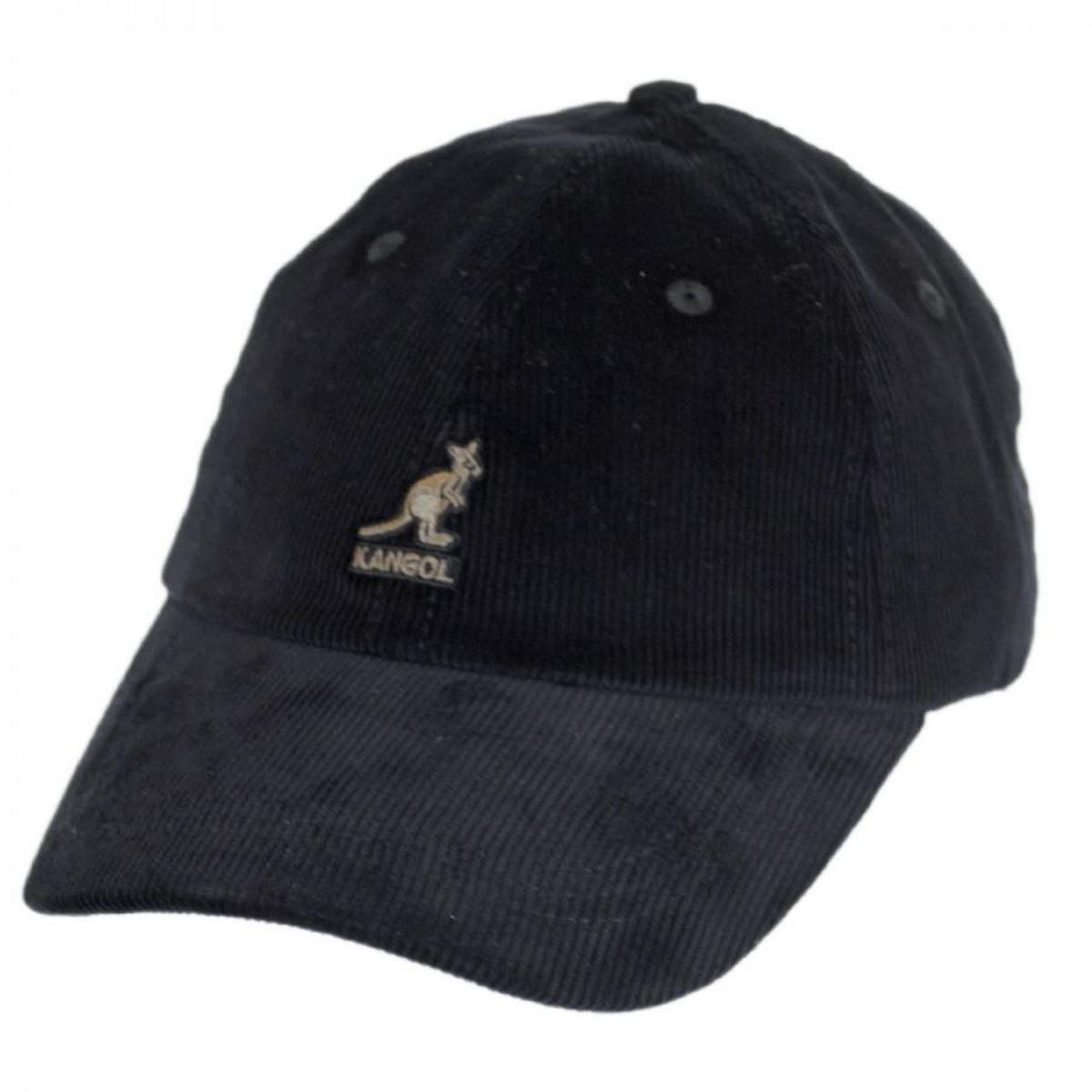 Kangol | Logo Corduroy Strapback Baseball Cap Dad Hat | 201182 | lead | BLACK