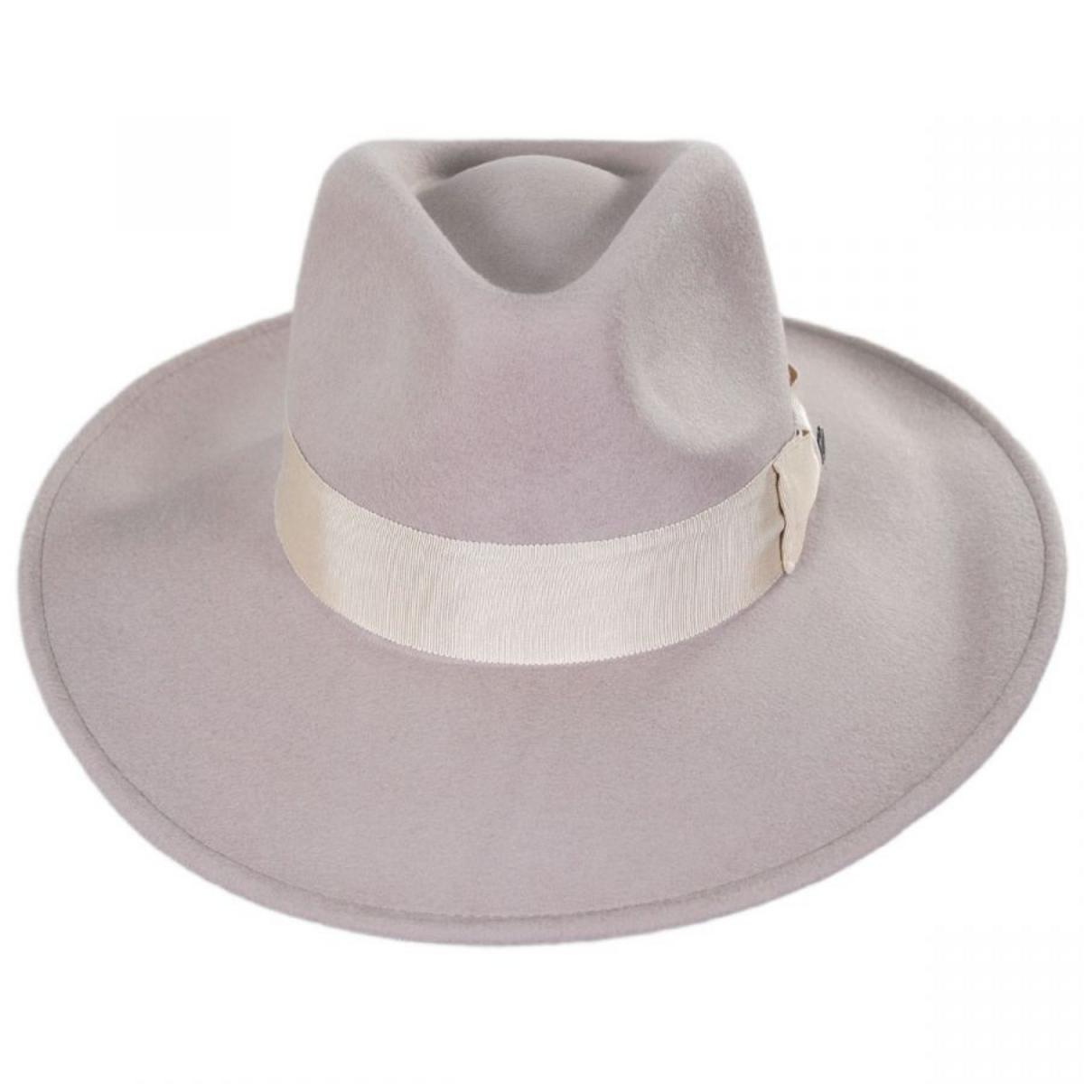 Jaxon Hats | Colorado Ultra Wide Brim Wool Felt Fedora Hat | 135200 | front | STONE