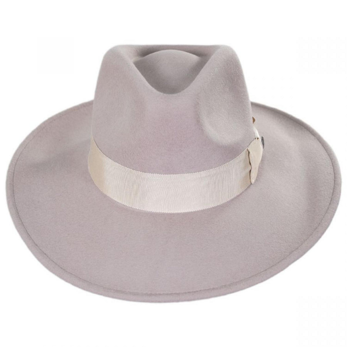 Jaxon Hats | Colorado Ultra Wide Brim Wool Felt Fedora Hat - Stone & Pecan | 135200SP | front | STONE