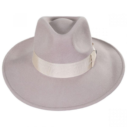 Jaxon Hats | Colorado Ultra Wide Brim Wool Felt Fedora Hat - Stone & Pecan | 135200SP | front | STONE