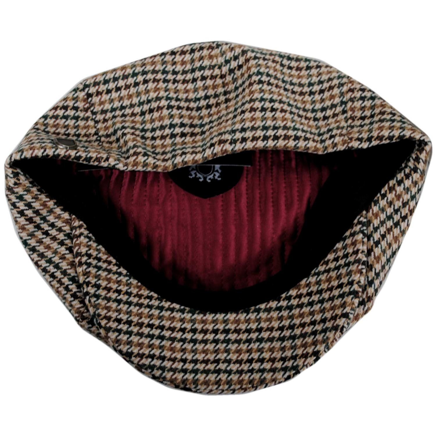 BRIXTON HATS | Brood Wool Houndstooth Newsboy Cap | 161511 | under | DUSTED OCHRE/KHAKI/VERDANT GREEN