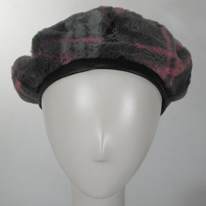 Kangol | Faux Fur Plaid Beret | 150928 | front | TAUPE PLAID