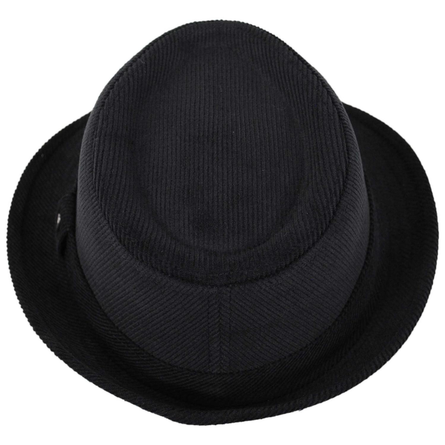 Jaxon Hats | Corduroy C-Crown Trilby Fedora Hat | 142307 | top | BLACK