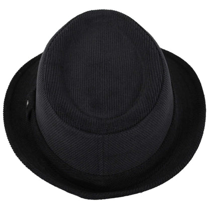 Jaxon Hats | Corduroy C-Crown Trilby Fedora Hat | 142307 | top | BLACK