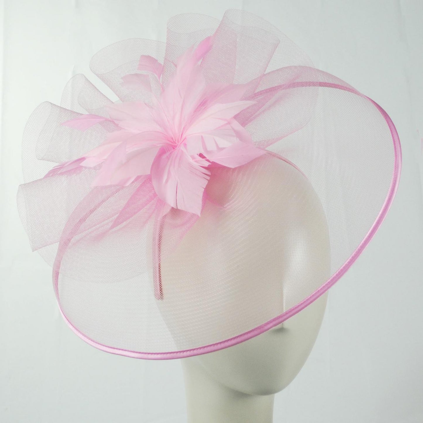 Sophia | Veiled Floral and Feather Mesh Fascinator Hat | 122903 | front | PINK