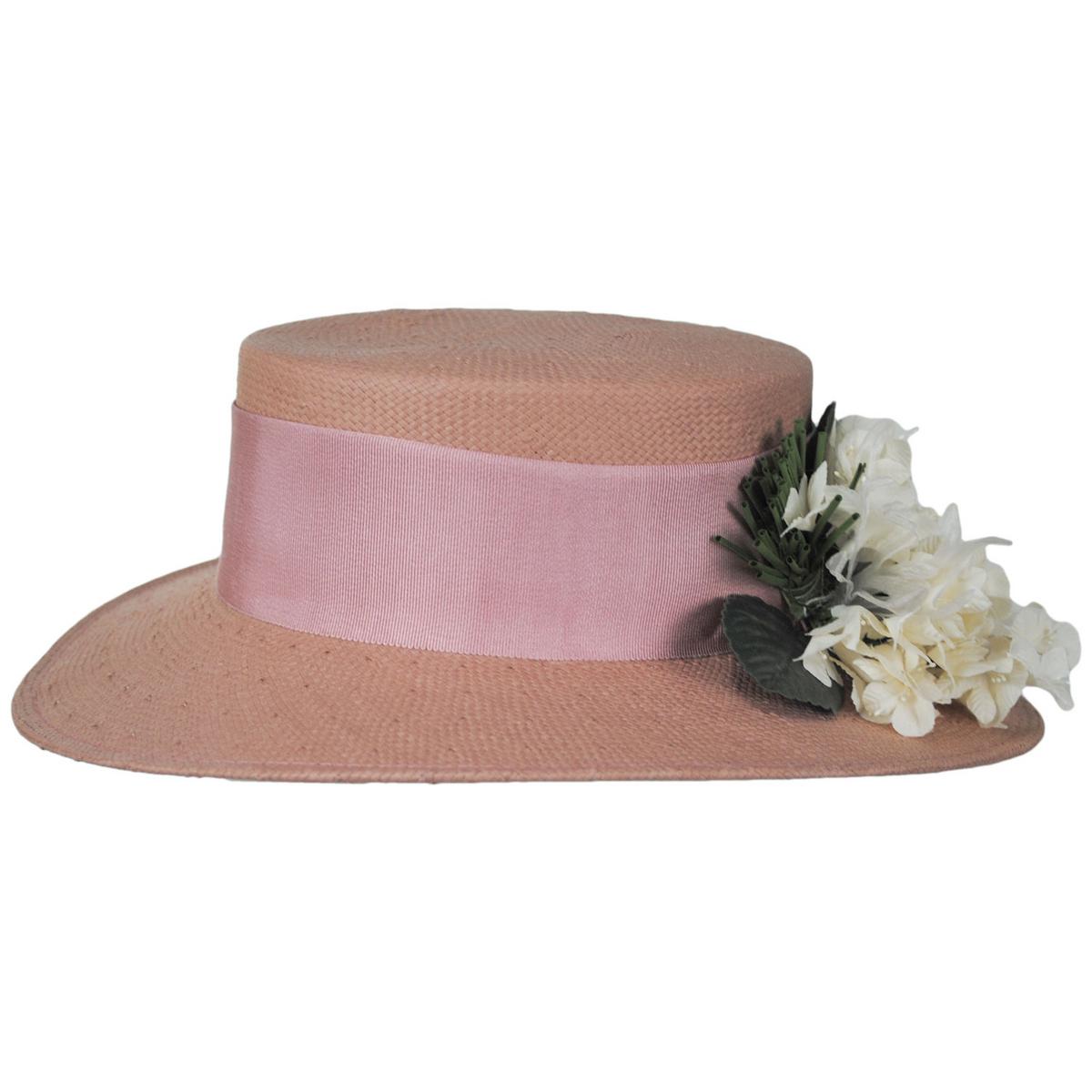 Hydrangea Toyo Straw Boater Hat
