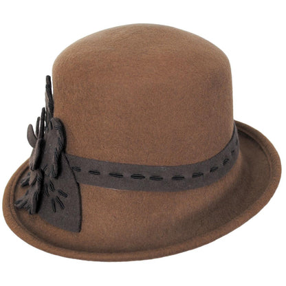 Saddle Stitch Rose Profile Wool Felt Cloche Hat - Made to Order