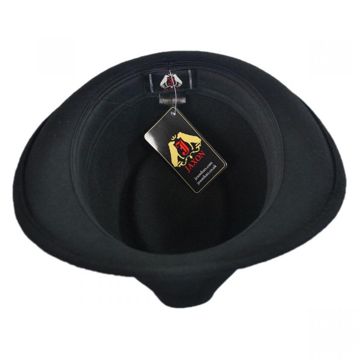 Jaxon Hats | Detroit Wool Felt Trilby Fedora Hat | 132015 | under | BLACK