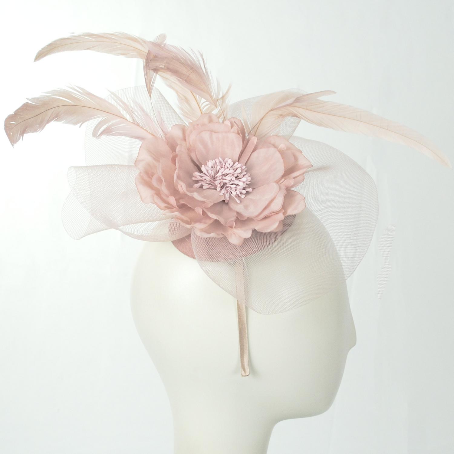 Sophia | Peony and Feathers Fascinator Hat | 122907 | profile | PINK