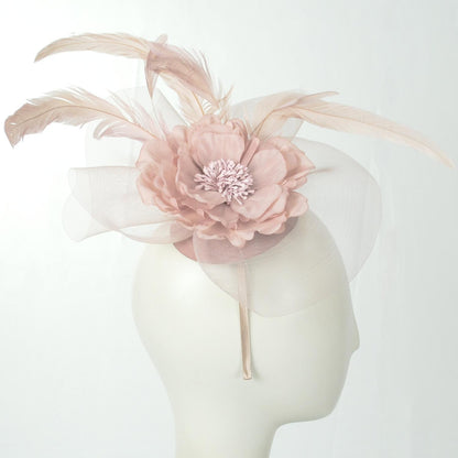 Sophia | Peony and Feathers Fascinator Hat | 122907 | profile | PINK