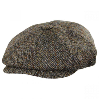 Failsworth | Harris Tweed Overcheck Herringbone Wool Newsboy Cap | 177915 | lead | TAUPE