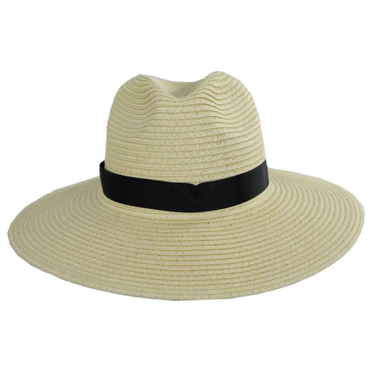 Physician Endorsed | Andi Toyo Braid Fedora Hat | 102677 | front | SAND/BLACK